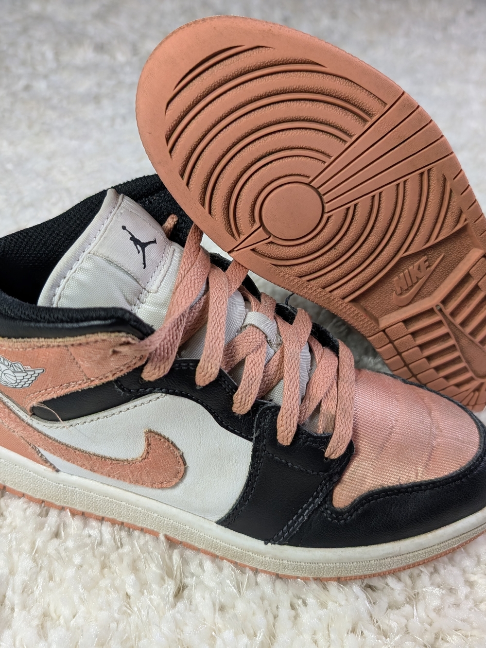 Kids Nike Air Jordan 1 Low Rose Pink Black White